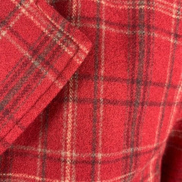 Eddie Bauer Vintage Red Plaid Blazer Wool Academic Professor Holiday Christmas L - Picture 10 of 13